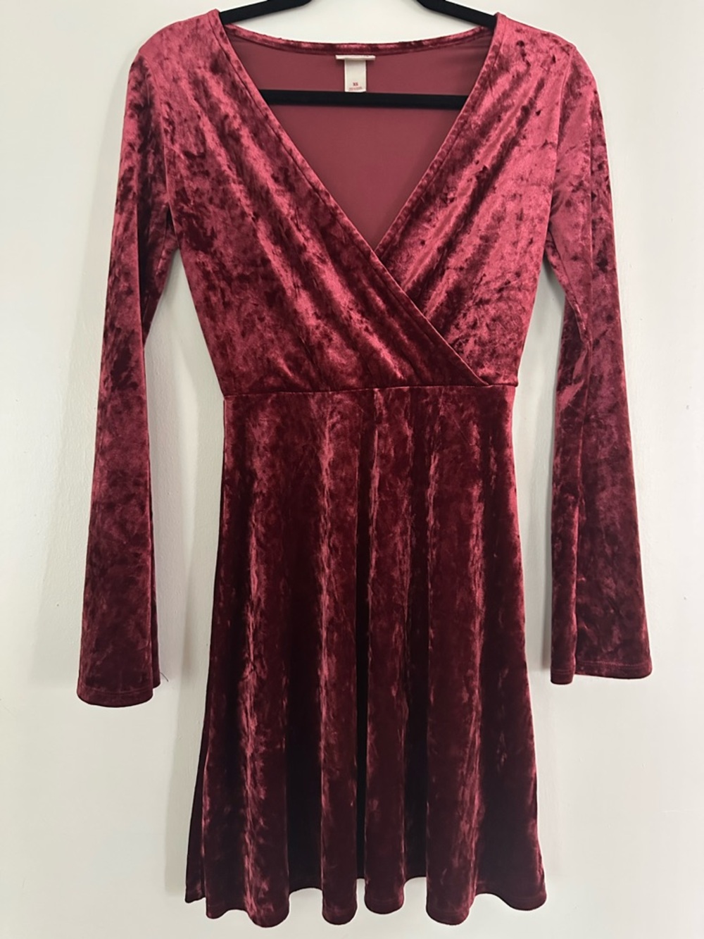 Mossimo Supply Co. Long Sleeve Velvet Wrap Dress - Wine